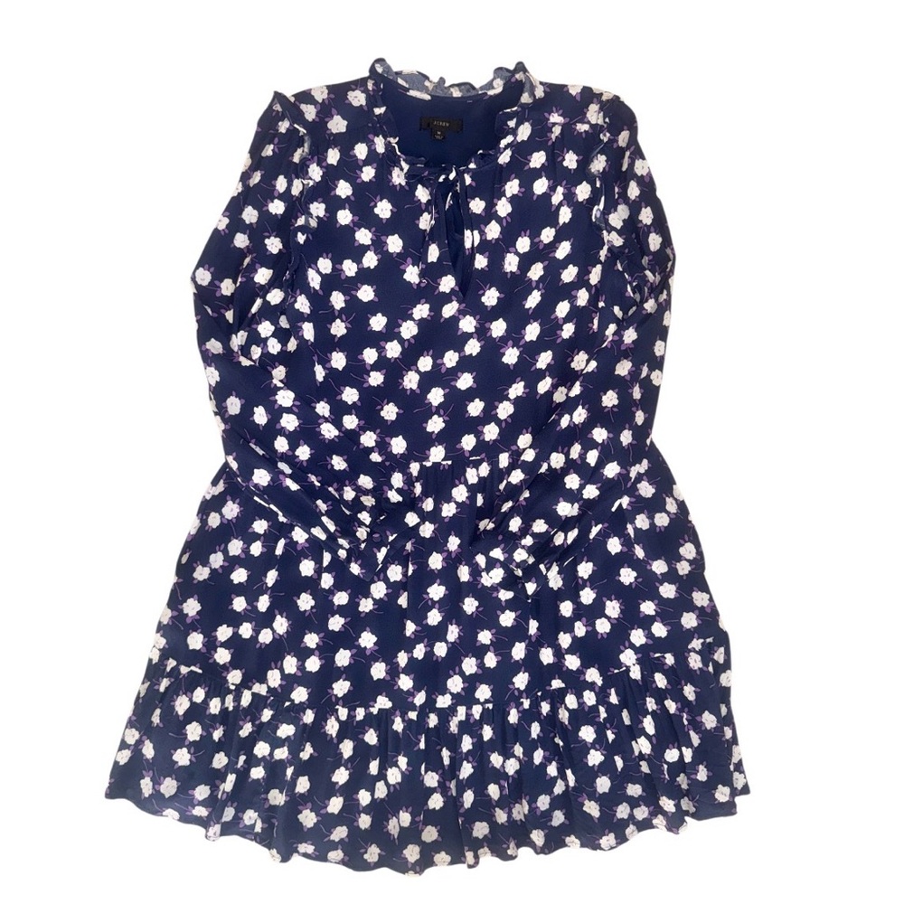 J. CREW Tiered hi neck Peony FLORAL dress women’s size medium - Picture 12 of 17